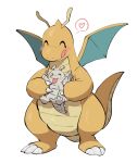  :q ^_^ animal animal_focus blush claws closed_eyes colored_skin dragon dragon_wings dragonite heart holding holding_animal no_humans orange_skin pokemon pokemon_(creature) simple_background spoken_heart tail tongue tongue_out white_background wings yumeminoideyu2 