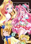  &gt;_&lt; 4girls :d aqua_skirt back_bow blonde_hair blouse blue_eyes blue_hat blue_scarf boots bow bowtie brooch cape choker closed_eyes commentary_request cone_hair_bun cover cover_page cure_etoile cure_flora cure_precious cure_sparkle delicious_party_precure double_bun doujin_cover dress earrings english_text fang frilled_hairband frills garrison_cap go!_princess_precure hair_bow hair_bun hairband hands_on_own_face haruno_haruka hat healin&#039;_good_precure heart heart_brooch huge_bow hugtto!_precure hyuuga_hinata in-franchise_crossover jewelry kagayaki_homare knee_boots kome-kome_(precure) legs_up long_hair magical_girl medium_hair miniskirt multicolored_hair multiple_girls nagomi_yui notice_lines okayashi orange_bow orange_bowtie orange_dress pink_bow pink_dress pink_hair precure puffy_short_sleeves puffy_sleeves red_bow red_choker scarf shirt short_sleeves side_ponytail skirt smile star_(symbol) star_earrings streaked_hair swept_bangs tiara twintails two-tone_hair two_side_up very_long_hair violet_eyes white_footwear yellow_cape yellow_eyes yellow_shirt 