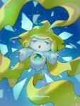  :o artist_name blurry blurry_foreground closed_eyes commentary_request dated highres jirachi no_humans open_mouth outstretched_arms pmmiaomiao pokemon pokemon_(creature) solo 