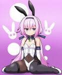  .live 1girl animal_ears annoyed blush breasts carro_pino closed_mouth collarbone detached_sleeves fake_animal_ears hair_between_eyes hair_ornament headband highres looking_at_viewer low_twintails playboy_bunny purple_hair shizukanahoshi small_breasts solo twintails violet_eyes virtual_youtuber 