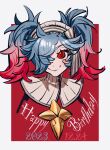  1girl blue_hair dated fire_emblem fire_emblem_fates hair_over_one_eye happy_birthday highres multicolored_hair nam3737373 peri_(fire_emblem) pink_hair portrait red_eyes turtleneck twintails two-tone_hair 