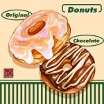  chocolate_doughnut doughnut food food_focus highres icing no_humans original pastry still_life yuki00yo 