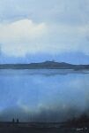  2others blue_sky day grass highres hill horizon mouen_tw multiple_others original painting_(medium) river riverbank scenery sky traditional_media water watercolor_(medium) 
