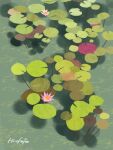  floating hirofujie lily_pad no_humans original plant pond shadow signature water water_lily_flower 