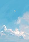  agas_(vpwt7475) blue_sky blue_theme clouds commentary day english_commentary moon no_humans original outdoors scenery sky sky_focus 
