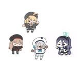 blue_archive chibi halo long_hair multiple_girls short_hair