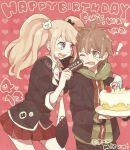  1boy 1girl blonde_hair brown_hair cake couple dangan_ronpa danganronpa_(series) enoshima_junko naegi_makoto 