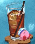 breath closed_eyes cup drink drinking_glass drinking_straw highres ice_kirby iced_tea kirby kirby_(series) kirby_and_the_forgotten_land miclot no_humans sleeping 