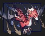  absurdres claws digicore_interface digimon digimon_(creature) doruguremon dragon highres horns illisin no_humans red_eyes single_horn solo wings 
