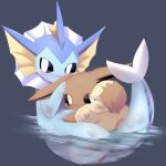  :&lt; closed_mouth commentary_request eevee floating full_body grey_background lets0020 looking_at_viewer no_humans pokemon pokemon_(creature) simple_background smile vaporeon water 