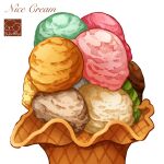  artist_logo food food_focus food_name highres ice_cream ice_cream_cone no_humans original simple_background white_background yuki00yo 
