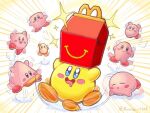  blush_stickers closed_eyes colored_skin cone_mouth drooling happy_meal kirby kirby_(series) mcdonald&#039;s motion_lines mouthful_mode open_mouth pink_skin solid_oval_eyes sparkle suruga_kanade waddle_dee yellow_skin 