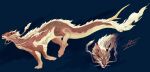  animal_ears animal_focus blue_background cat_ears dragon_tail from_side full_body looking_at_viewer monster multiple_views no_humans original pawpads profile running scales signature simple_background slit_pupils tail whiskers yamamura_le yellow_eyes 