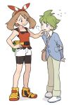1boy 1girl brown_hair female green_hair haruka_(pokemon) male may_(pokemon) mitsuru_(pokemon) pokemon pokemon_oras wally_(pokemon)