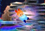  ^_^ blush_stickers closed_eyes galaxy glitch highres hug kirby_(series) map1ewood mario_kart mario_kart_7 moon rainbow rainbow_road space static super_mario_bros. super_smash_bros. 