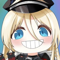  1girl azur_lane bismarck_(azur_lane) grin long_hair quancy 