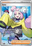  artist_name blue_hair bow-shaped_hair card_(medium) character_name commentary_request copyright_name english_text highres holding holding_poke_ball iono_(pokemon) jacket multicolored_eyes multicolored_hair official_art pink_hair poke_ball pokemon pokemon_card pokemon_sv pokemon_tcg sharp_teeth shirt sleeveless sleeveless_shirt sleeves_past_wrists teeth trading_card two-tone_hair violet_eyes yellow_eyes yellow_jacket yuu_(higashi_no_penguin) 