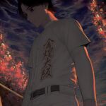  1boy baseball_jersey baseball_uniform black_eyes black_hair diamond_no_kouzai highres jersey kedamamogumogu long_sleeves male_focus outdoors solo sportswear standing tougou_hina 