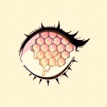  1other dripping eye_focus ghoulkiss glowing honey honeycomb_(object) monster_girl original pastel_colors polka_dot polka_dot_background sparkle symbol_in_eye yellow_background yellow_eyes yellow_theme 