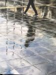  1other black_pants eyvzi172xqdkvs7 highres original painting_(medium) pants photorealistic realistic reflective_floor road scenery shoes sneakers street tile_floor tiles traditional_media watercolor_(medium) 