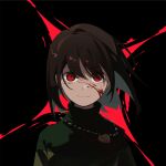  +_+ 1other blood blood_on_face chara_(undertale) closed_mouth guangchenren heart heart_necklace jewelry light_smile necklace red_eyes simple_background solo sweater swept_bangs undertale upper_body 