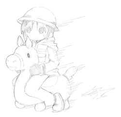  1girl boots chito_(shoujo_shuumatsu_ryokou) coat gloves greyscale helmet long_sleeves looking_at_viewer monochrome nihonmonkeymen shoujo_shuumatsu_ryokou sitting sketch solo speed_lines 