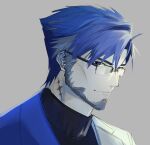  absurdres beard blue_eyes blue_hair cropped_torso facial_hair glasses headshot highres mature_male northystary tagme turtleneck wuthering_waves yuanwu_(wuthering_waves) 