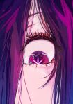  1girl absurdres close-up commentary_request eye_focus eyebrows_hidden_by_hair eyelashes higemu highres hoshino_ai_(oshi_no_ko) oshi_no_ko purple_hair solo star-shaped_pupils star_(symbol) symbol-shaped_pupils violet_eyes 