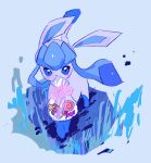  animal_focus bag blue_eyes candy cookie food glaceon highres lollipop looking_at_viewer mouth_hold n29670007 no_humans pink_ribbon plastic_bag pokemon pokemon_(creature) ribbon solo swirl_lollipop 