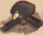  absurdres animal animalization bullet commentary english_commentary gun handgun hedgehog highres m1911 no_humans shadow_the_hedgehog sonic_(series) souldroids weapon 