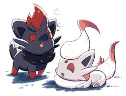  animal_focus aquabluu bubble closed_eyes from_side full_body hisuian_zorua lying no_humans on_stomach open_mouth pokemon pokemon_(creature) simple_background squeans three_quarter_view tongue white_background zorua 