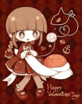  1girl anchor_symbol animal argyle_background back_bow blunt_bangs bow braid bright_pupils brown_hair checkerboard_cookie colored_skin cookie dress english_text food footwear_bow frilled_dress frills funamusea funamusea_(artist) grey_eyes grey_pantyhose hair_bow happy_valentine heart heart_of_string holding knitting knitting_needle light_blush long_hair looking_at_another needle o3o octopus oounabara_to_wadanohara open_mouth pantyhose petite pointy_ears promotional_art red_background red_bow red_dress red_footwear scarf sidelocks solo_focus star_(symbol) string striped_clothes striped_pantyhose tarako_(funamusea) twin_braids valentine vertical-striped_clothes vertical-striped_pantyhose wadanohara white_bow white_pupils white_scarf white_skin wool 