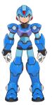  1boy absurdres armor blue_armor blue_footwear blue_helmet boots brown_hair dauntedx forehead_jewel fusion highres mega_man_(series) mega_man_legends_(series) mega_man_volnutt mega_man_x_(series) mega_man_zero_(series) short_hair simple_background solo white_background x_(mega_man) 