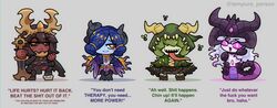  4girls :d artist_name black_cape black_hair black_sclera blue_hair blue_skin cape chaos_(warhammer) chibi closed_mouth colored_sclera colored_skin demon_girl demon_horns demon_wings full_body genderswap genderswap_(otf) green_hair green_hood green_skin highres holding holding_sword holding_weapon horns khorne long_hair looking_at_viewer multiple_girls nurgle open_mouth orange_eyes pink_eyes pink_hair pink_skin red_skin scar scar_on_face skull slaanesh smile standing sword tempura_person tongue tongue_out tzeentch warhammer_40k warhammer_fantasy weapon wings yellow_eyes 