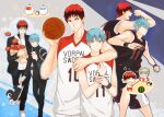  animification bag ball basketball_(object) basketball_uniform black_jacket black_pants black_wristband blue_eyes burger chain chain_necklace chibi chibi_inset chirol22 collage cup disposable_cup dog drinking_straw drinking_straw_in_mouth food holding holding_bag holding_ball jacket jewelry kagami_taiga kuroko_no_basuke kuroko_tetsuya multicolored_background necklace open_mouth outline pants redhead shirt short_hair single_arm_hug sportswear star_(symbol) sweatband teeth tongue white_outline white_shirt 