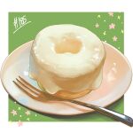  absurdres doughnut food food_focus fork highres icing no_humans original pastry plate takisou_sou 