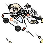 animated_gif car dragging genshin_impact lumine_(genshin_impact) multiple_girls paimon_(genshin_impact) seseren