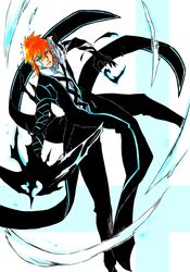  1boy 
ichigo above.&quot; absurdres akatsuki alternate_form black_jacket black_pants bleach bleach:_brave_souls blue_eyes claws cloak, clouds commentary dark donning facial_mark fighting_stance floating_clothes forward, full_body fully gathering hair_between_eyes hashtag-only_commentary highres his hollow in jacket ken&#039;ichi_(ken1ro_u) kubo_tite_(style) kurosaki kurosaki_ichigo long_sleeves looking_at_viewer male_focus medium_hair menacingly mode, official_style open_clothes open_jacket orange_hair pants parted_lips pointed released shirt simple_background solo spiky_hair standing the white_background white_shirt with zanpakuto 