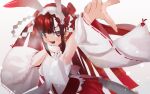 1girl beatmania japanese_clothes kimono miko rabbit_ears rabbit_ears red_eyes red_hair red_hair red_kimono umegiri_ameto