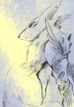  body_fur digimon digimon_(creature) fox from_behind furry highres kitsune looking_at_viewer looking_back ramune_b renamon sketch smile solo 