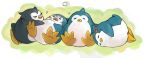  animal_focus bandaid bandaid_on_face bird bow buizelbuibui closed_eyes esmeralda_(mawaru_penguindrum) grimace lying mawaru_penguindrum on_side penguin penguin_1-gou penguin_2-gou penguin_3-gou pink_bow sitting sleeping sweat 