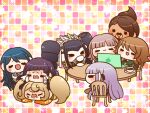  1boy 6+girls :&gt; anger_vein asahina_aoi black_eyes black_hair black_jacket black_ribbon blazer blonde_hair blue_hair blue_jacket blue_sailor_collar blue_skirt blunt_bangs blunt_ends bow bowtie braid brown_hair brown_skirt buttons celestia_ludenberg chibi closed_mouth collared_jacket commentary_request cross-laced_clothes cross-laced_sleeves crossdressing crying crying_with_eyes_open cup danganronpa:_trigger_happy_havoc danganronpa_(series) danganronpa_2:_goodbye_despair dangle_earrings dark-skinned_female dark_skin doughnut drill_hair earrings eating eyelashes floral_print food frilled_hairband frilled_sleeves frills fujisaki_chihiro furrowed_brow galaga green_bow green_bowtie green_jacket grid_background hair_bow hair_ornament hair_ribbon hairband hairclip high_ponytail holding holding_cup holding_food holding_saucer jacket japanese_clothes jewelry kimono kirigiri_kyoko lapels layered_sleeves light_blush lolita_hairband long_hair long_sleeves lying lying_on_person maizono_sayaka miniskirt multicolored_background multiple_girls nanami_chiaki necktie nervous_sweating notched_lapels on_chair on_stomach open_mouth orange_kimono otoko_no_ko pale_skin pink_bow pink_bowtie pink_hair plaid plaid_skirt pleated_skirt purple_hair purple_skirt red_jacket red_necktie ribbon sailor_collar saionji_hiyoko saucer school_uniform serafuku shirt sidelocks simple_background single_braid sitting skirt sleeve_ribbon sleeves_past_fingers sleeves_past_wrists smile solid_circle_eyes solid_oval_eyes sphere_earrings starry_background straight_hair streaming_tears sweat sweater_jacket table tea teacup tears tsumiki_mikan turn_pale twin_drills twintails v-shaped_eyebrows very_long_hair wavy_mouth white_bow white_hairband white_sailor_collar white_shirt wide_sleeves yukata yumaru_(marumarumaru) 