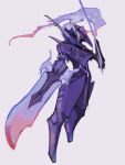  arm_blade armor artist_name ceruledge character_name colored_skin fiery_hair glowing glowing_eyes highres pokemon pokemon_(creature) purple_armor purple_skin red_eyes sakuraiisui simple_background sword violet_eyes weapon white_background 