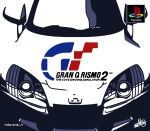  car choro-q gran_turismo highres honda honda_s2000 logo_parody motor_vehicle no_humans parody playstation_logo satosio signature sports_car title_parody vehicle_focus video_game_cover_redraw white_theme 