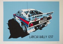  blue_background border car engine grey_border lancia_stratos martini_(brand) motor_vehicle pirelli print_(medium) race_vehicle racecar radio_antenna rally_car shadow sponsor suganuma_naoki vehicle_focus world_rally_championship 