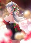  1girl absurdres christmas gift glasses heterochromia highres looking_at_viewer open_mouth plotti_(tower_of_fantasy) solo tower_of_fantasy 