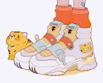  bandaid bandaid_on_leg chinese_zodiac dated footwear_focus highres limited_palette minimized no_humans orange_socks original pepparmint310 shoes simple_background sneakers socks sticker tiger tube_socks two-tone_footwear velcro velcro_footwear white_background white_footwear year_of_the_tiger yellow_footwear 