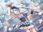 armpits bang_dream! blue_eyes blue_hair dress hikawa_hina short_hair smile sword