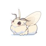  animal_ears animal_focus antennae bad_source blush brown_eyes bug cat_ears english_commentary everything_a_cat fluff full_body fusion highres looking_up multiple_legs no_humans original poodle_moth simple_background solo tail whiskers white_background wings 