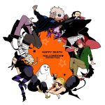  2girls 6+boys azusa_yumi black_hair blonde_hair eyepatch ghost_costume halloween halloween_costume justin_law marie_mjolnir multiple_boys multiple_girls mummy_costume redhead saito_(nezumiiro) soul_eater spirit_albarn tezca_tlipoca vampire_costume werewolf_costume witch 